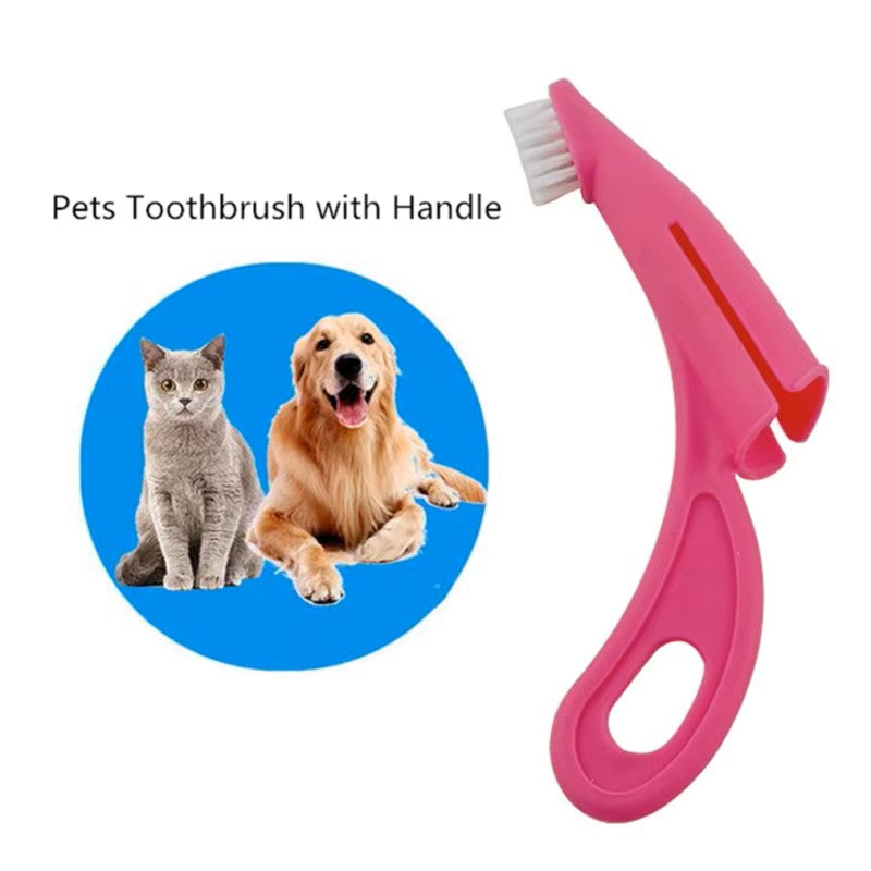 Soft Bristle Multi-Angle Pet Finger Toothbrush w/Handle