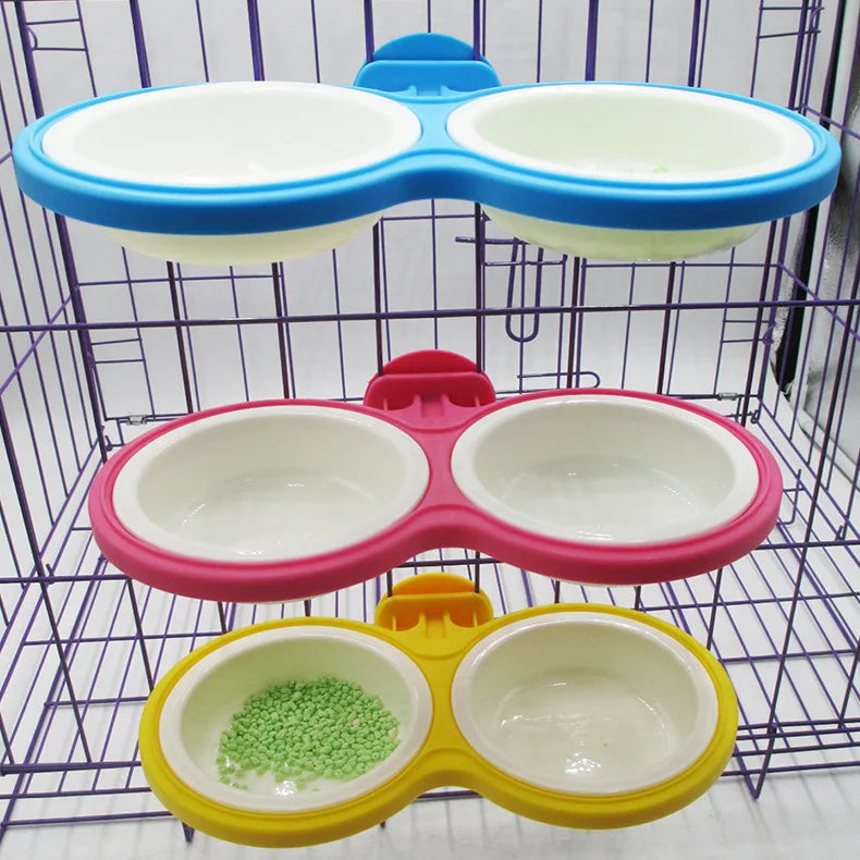 Single/Double Fixed Cage Pet Hanging Bowls