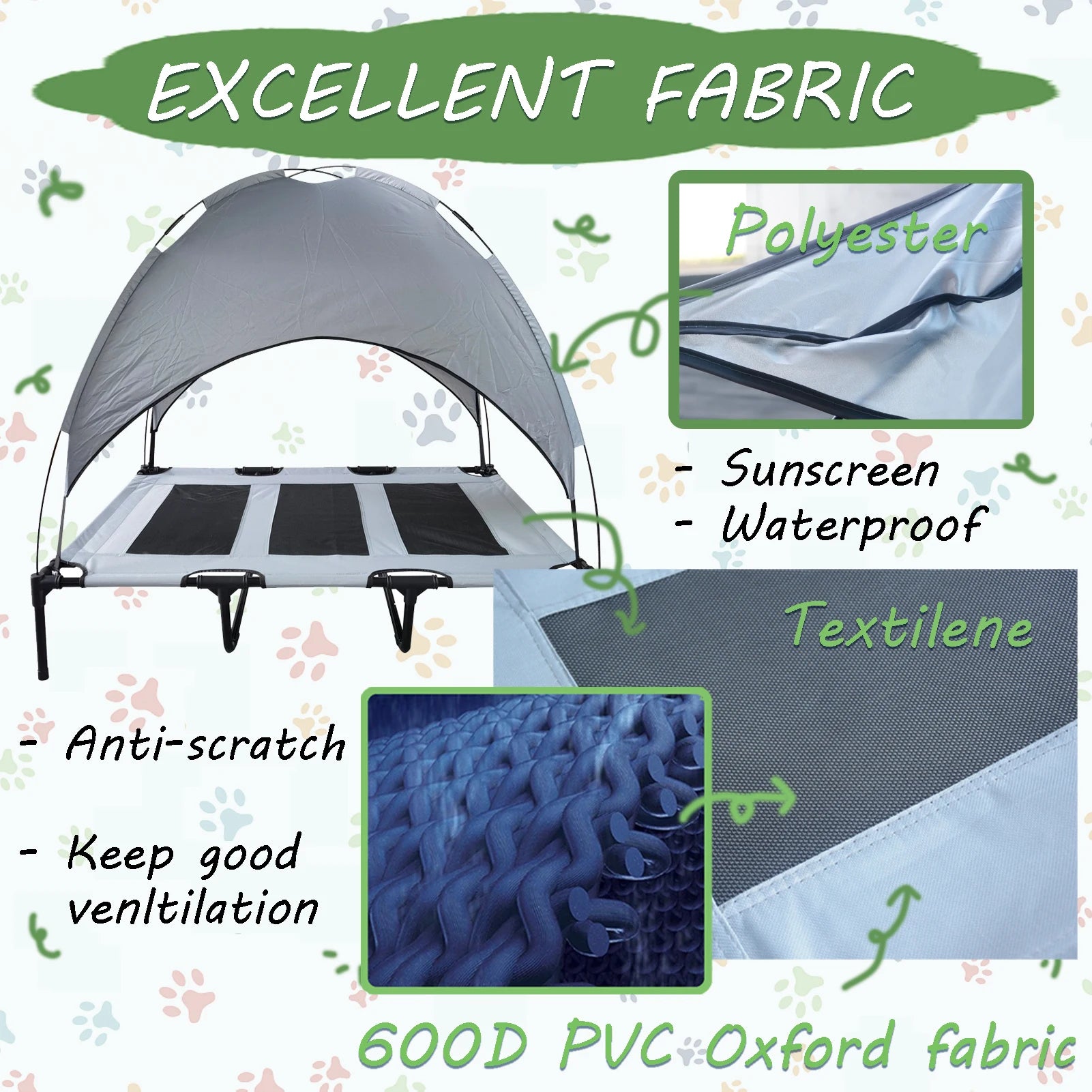 Large Anti Scratch Elevated Canopy Pet Bed