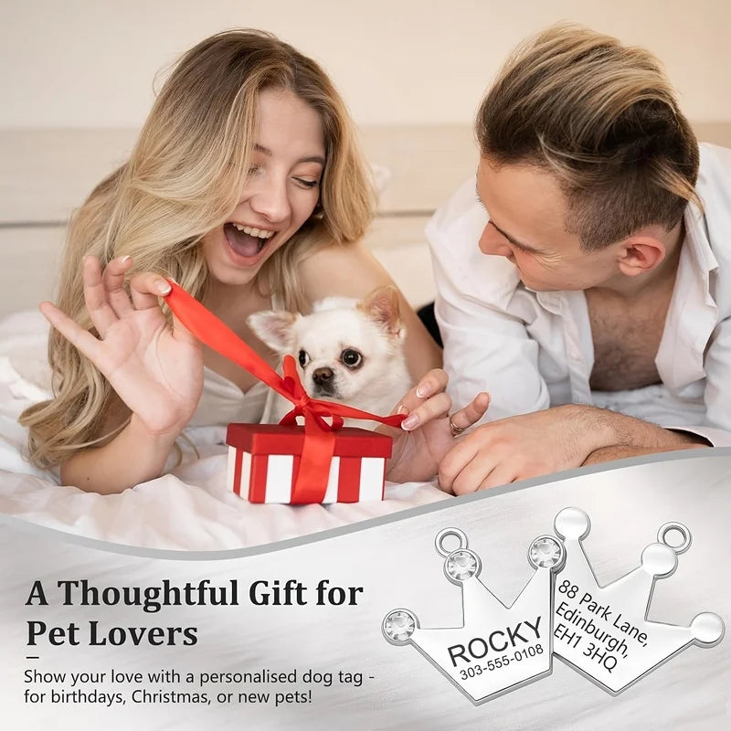 Personalized Crown Pet Collar ID Tag