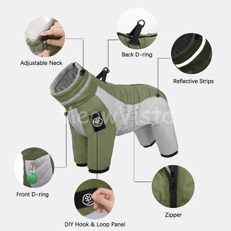 Thick Warm Turtleneck 4‑Legged Dog Snowsuit