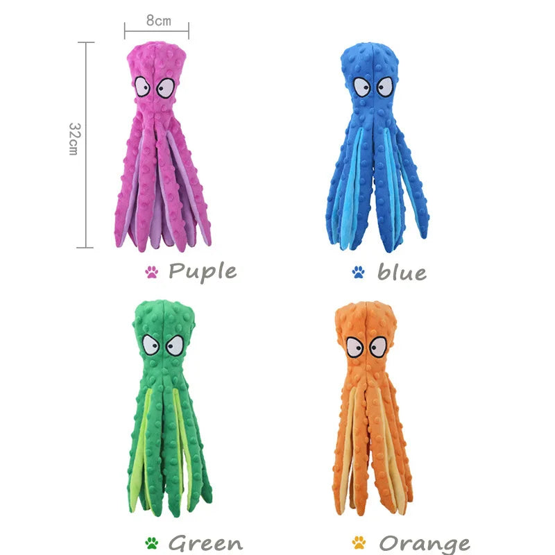 Octopus Shaped Plush Dog Squeaky Toy