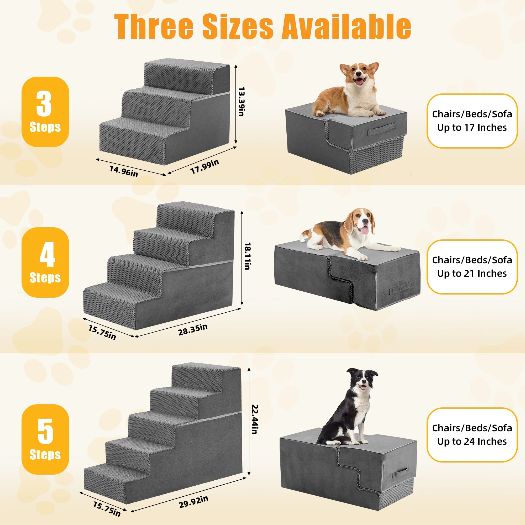 JHK Right Angled Non-Slip Foam Dog Stairs