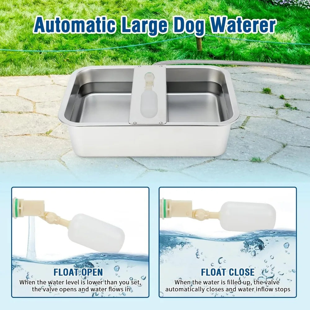 Large 3 Gallon Outdoor Stainless Steel Automatic Pet Water Dispenser