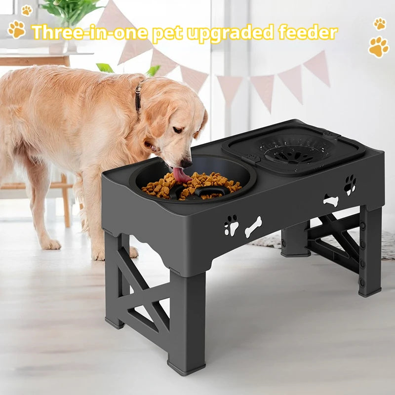 Stainless Steel 3-In-1 Adjustable Elevated Dog Feeding Station