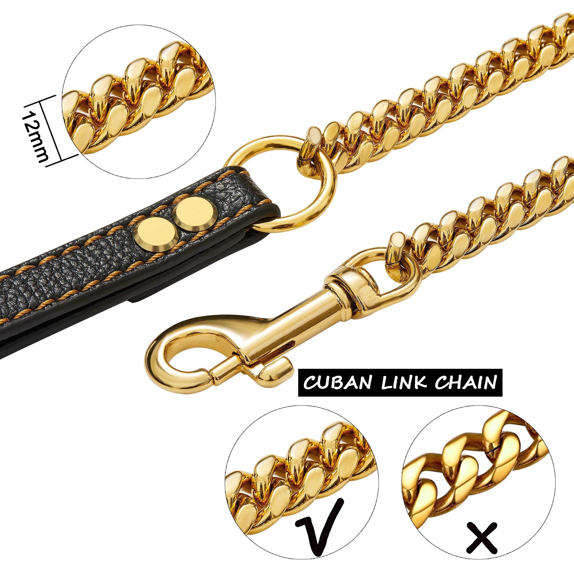 Stainless Steel Cuban Chain Style Dog Leash