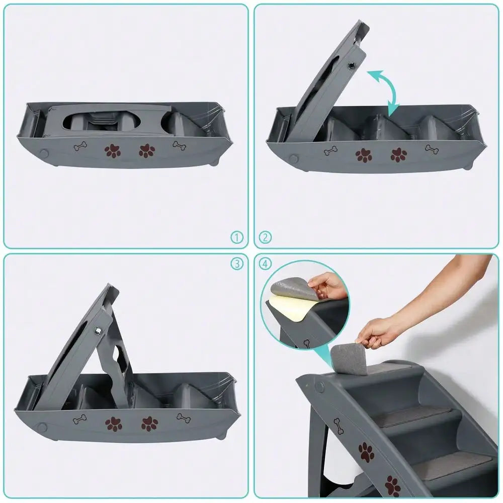 Foldable 4-Step Indoor-Outdoor Dog Stairs