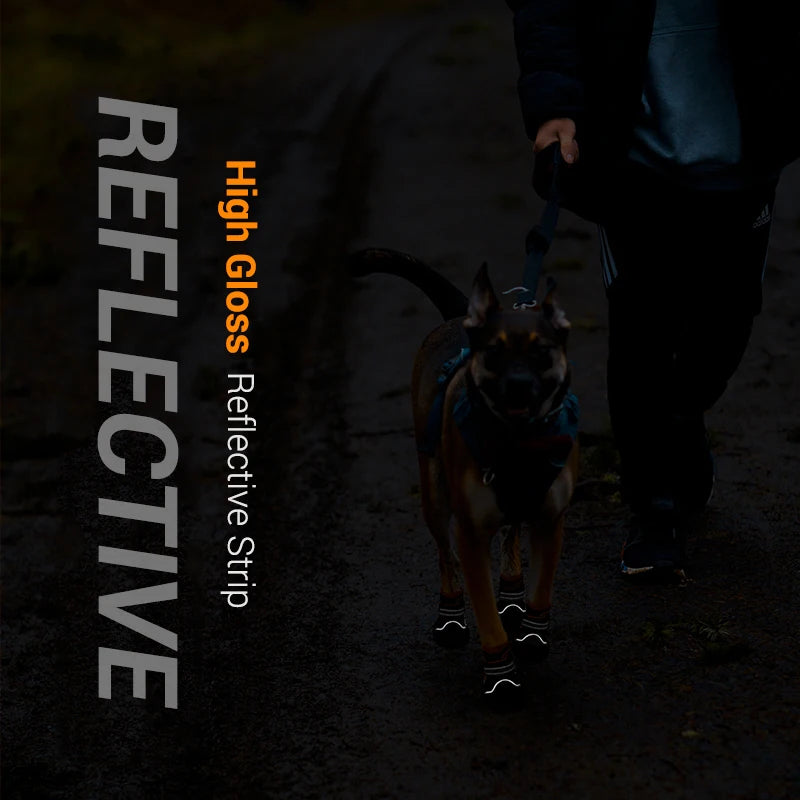 Premium High-Cut Reflective Waterproof Dog Paw Protector Boots