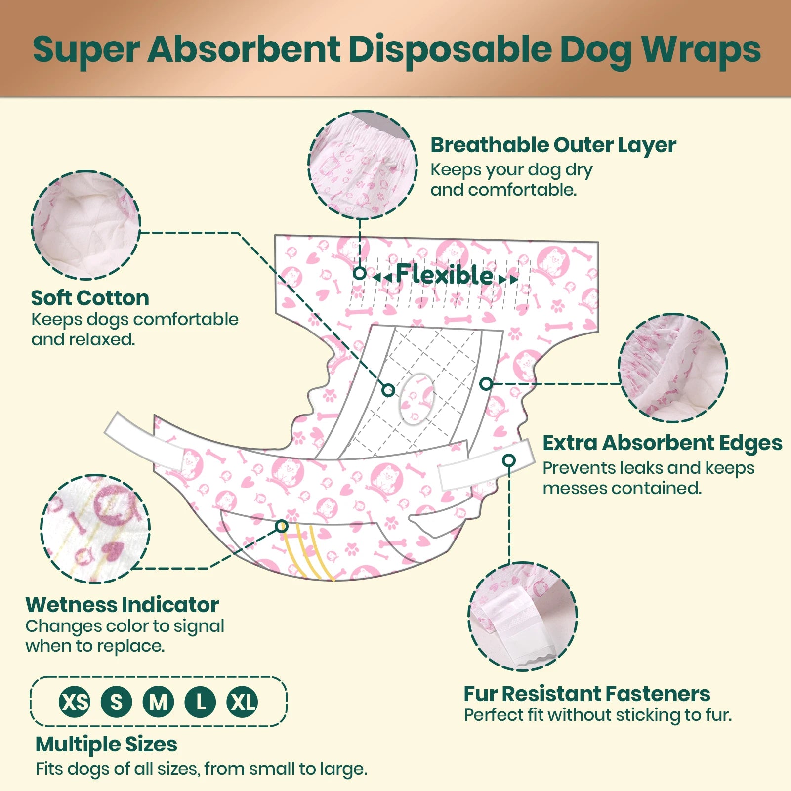 Soft & Breathable Disposable Female Dog Diapers
