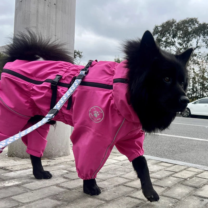 Adjustable Waterproof Dog Jump Suit w/Detachable Hood