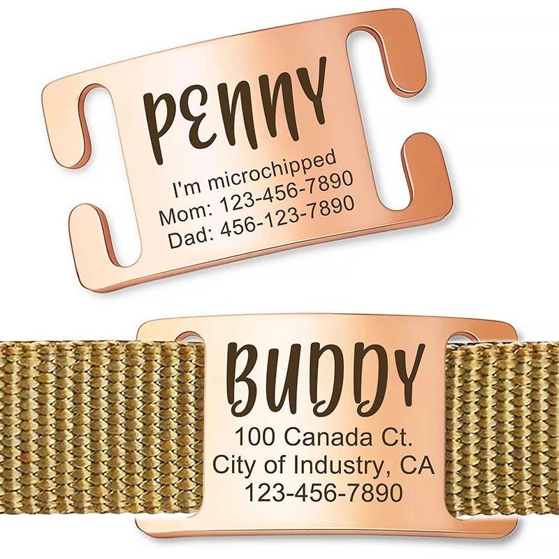 Custom Engraved Stainless Steel Pet Collar Slide-On ID Tag