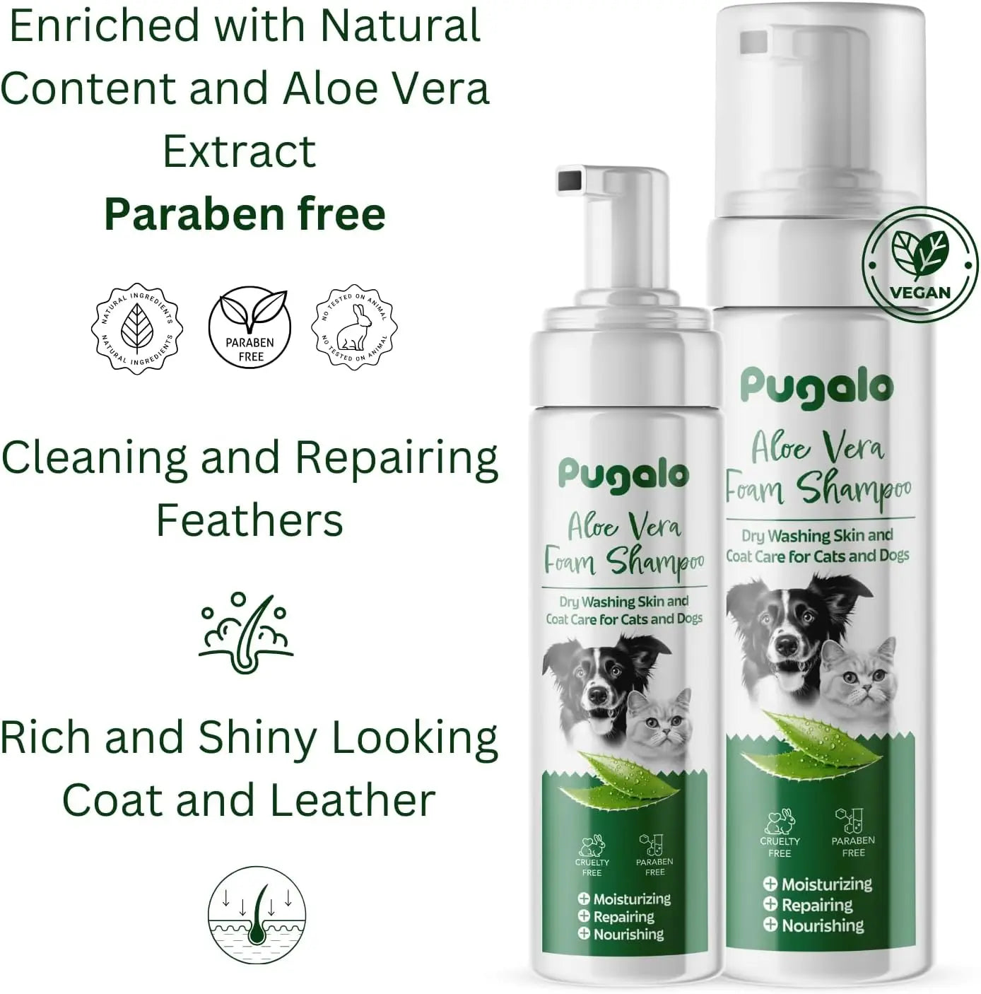 Waterless No-Rinse Aloe Vera Foam Pet Shampoo