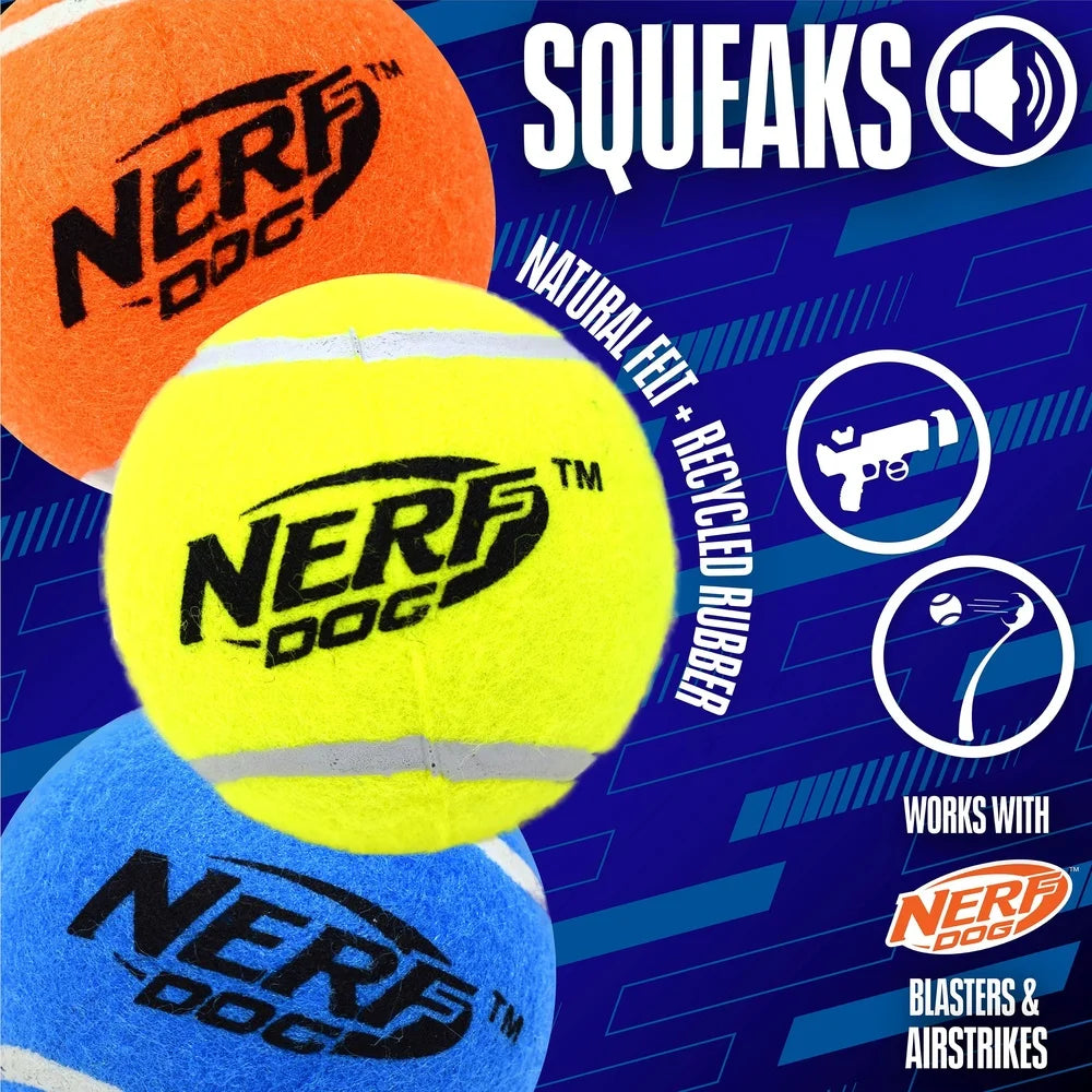 3-Pack Chewable & Floatable Squeaky Nerf Rubber Dog Fetch Balls
