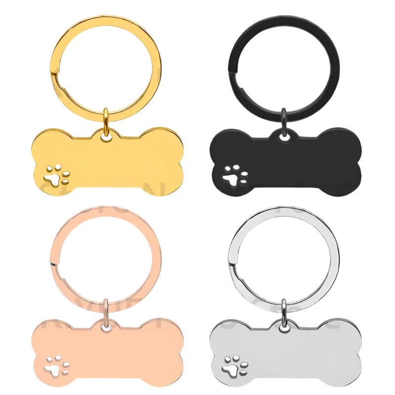 10PC Set Stainless Steel Paw Bone Blank Dog ID Tags