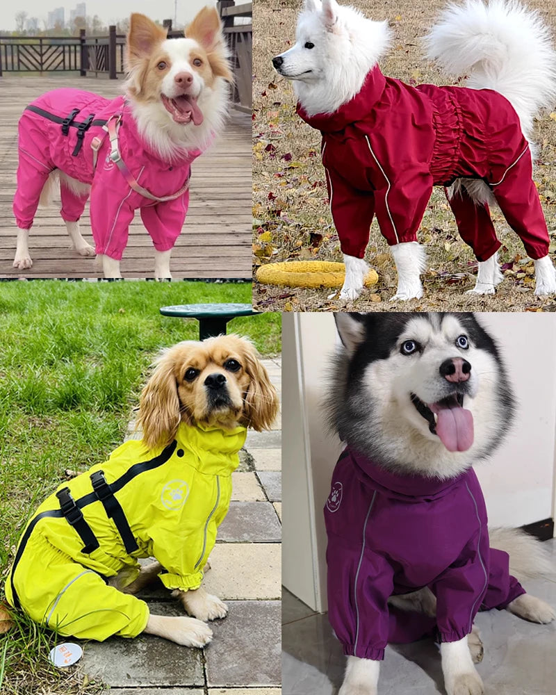 Adjustable Waterproof Dog Jump Suit w/Detachable Hood