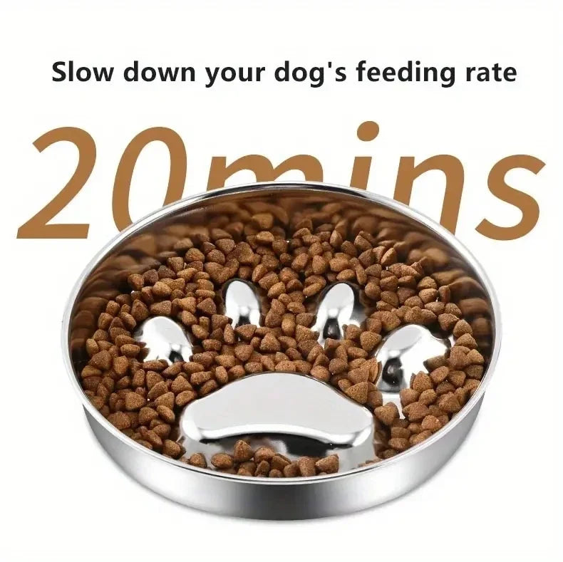 Premium Stainless Steel Choke Prevention Slow Food Pet Bowl