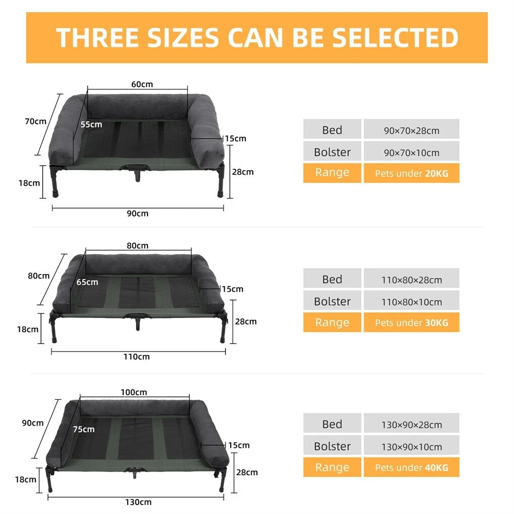 Breathable Mesh Elevated  Dog Bed w/Comfy Neck Bolster