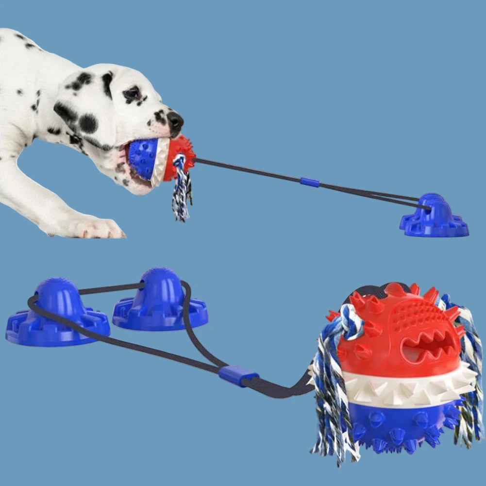 Suction Cup Aggressive Chewer Dog Rope Ball Toy