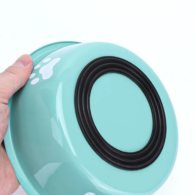 Non-Slip Paw Print Stainless Steel Pet Bowl