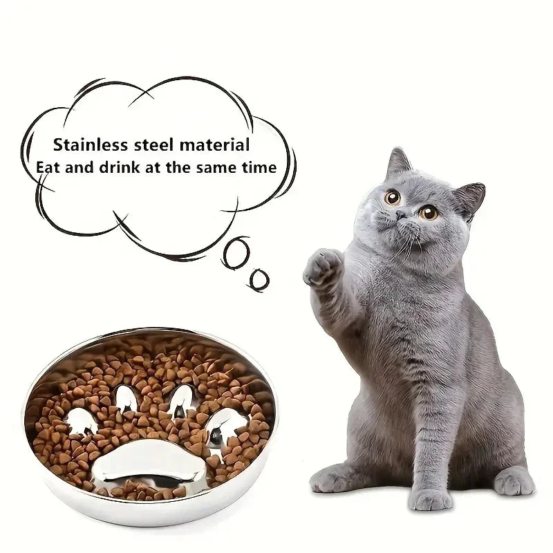 Premium Stainless Steel Choke Prevention Slow Food Pet Bowl