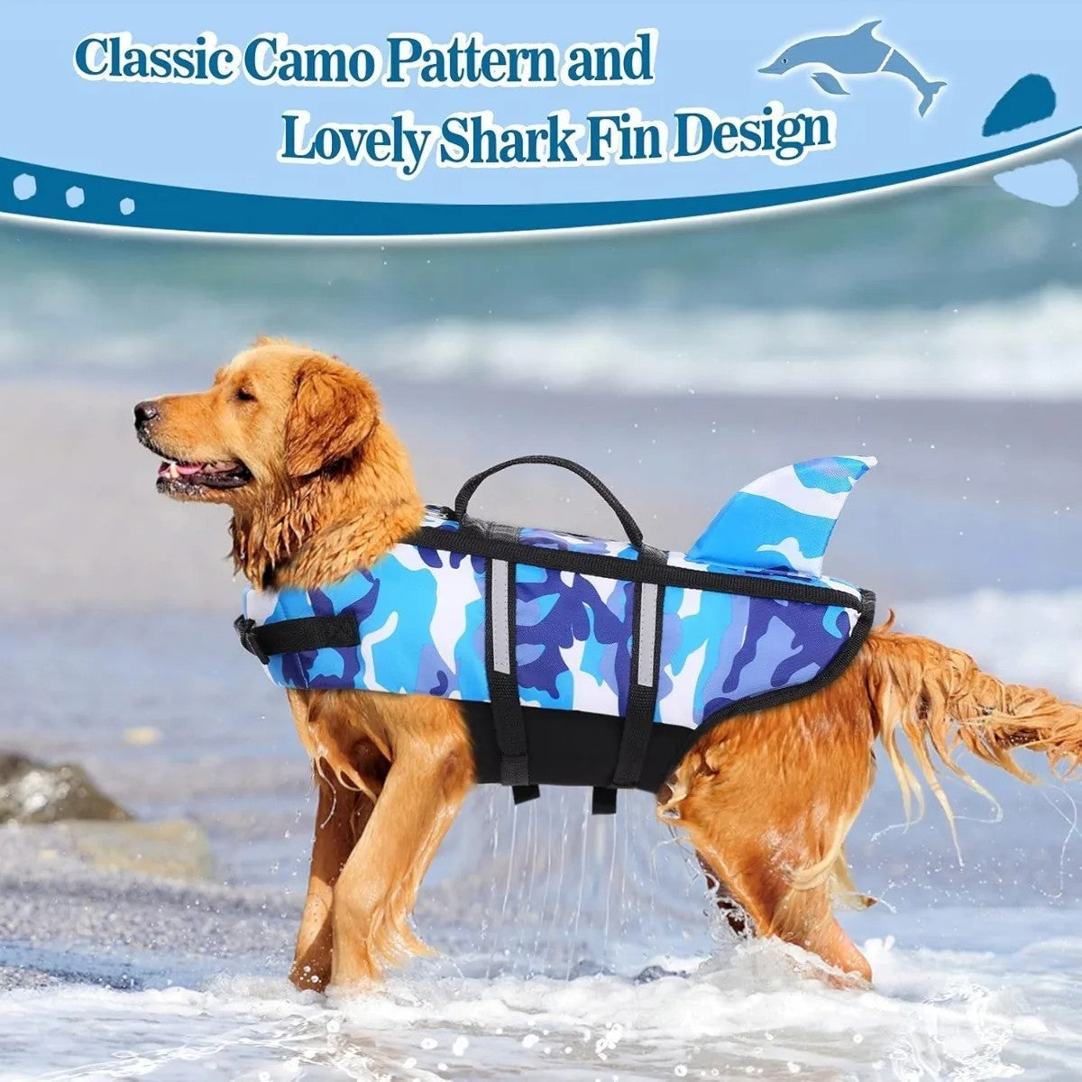 High Performance Shark Fin Design Dog Life Jacket