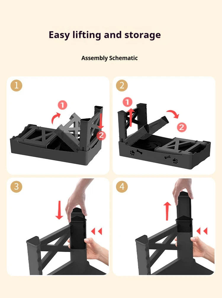 Stainless Steel 3-In-1 Adjustable Elevated Dog Feeding Station