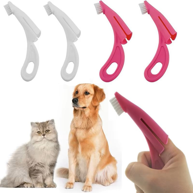 Soft Bristle Multi-Angle Pet Finger Toothbrush w/Handle