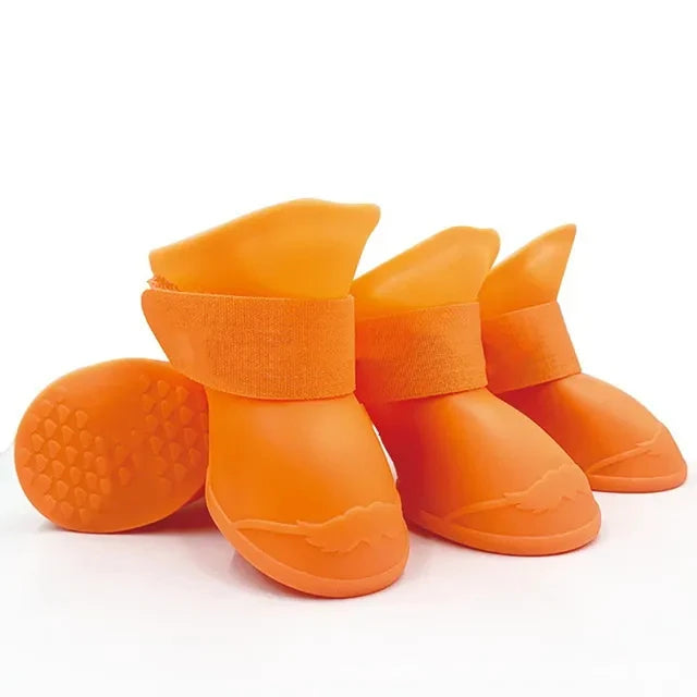 4PC Set Waterproof Anti-Slip Rubber Pet Rain Boots