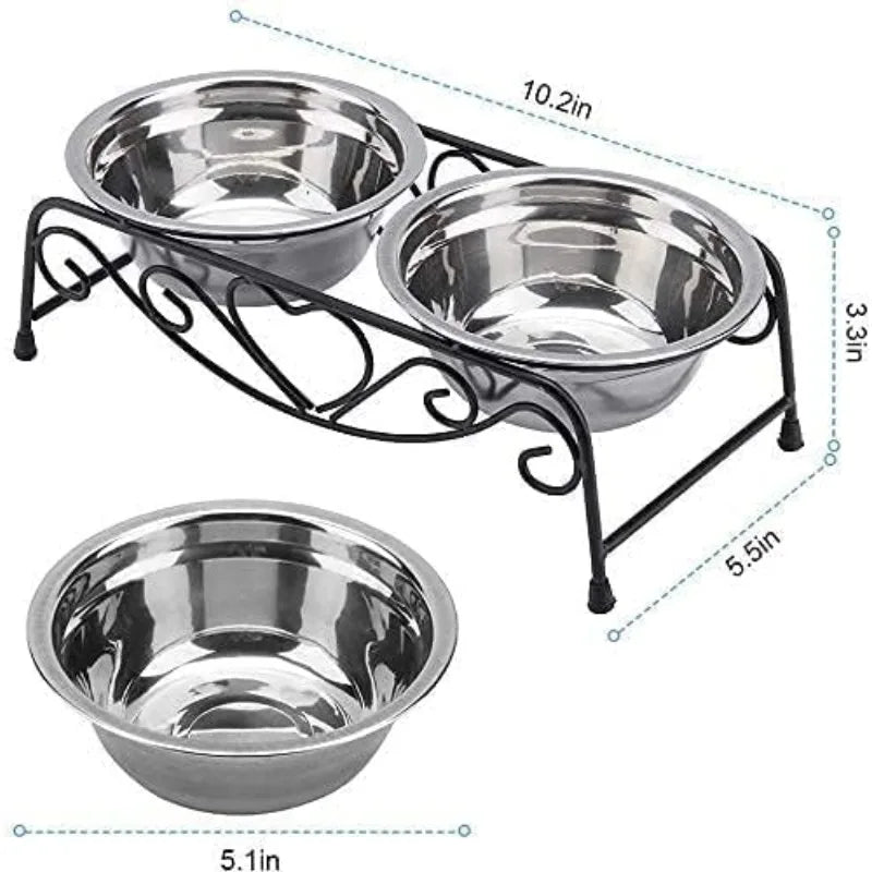 Elevated Stainless Steel Double Bowl Pet Stand