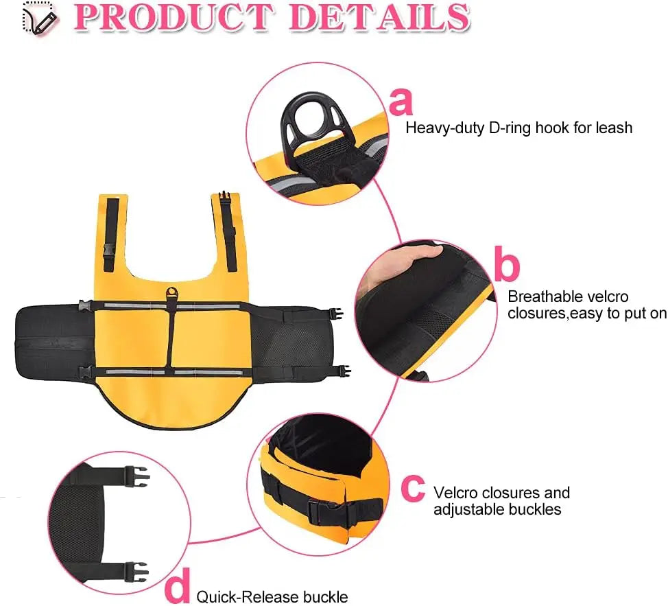 Rip-Stop Adjustable Reflective Dog Life Jacket