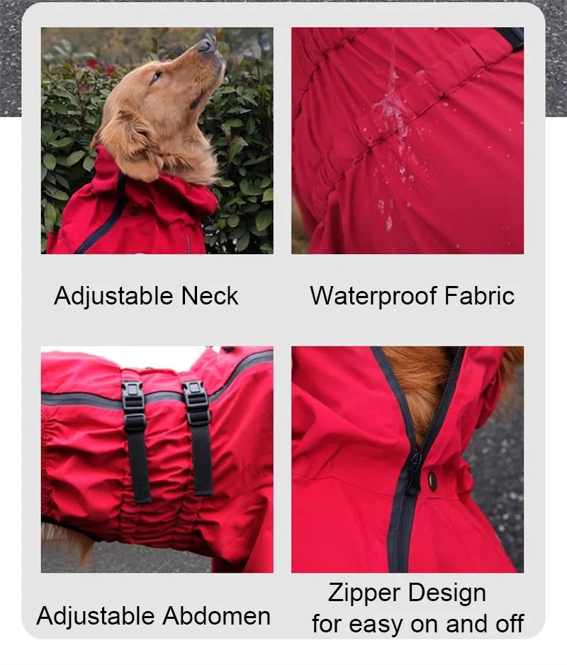 Adjustable Waterproof Dog Jump Suit w/Detachable Hood