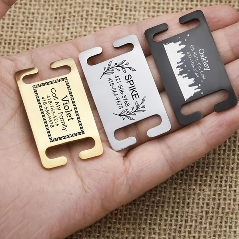 Curved Personalized Stainless Steel Pet ID Slider Collar Tag