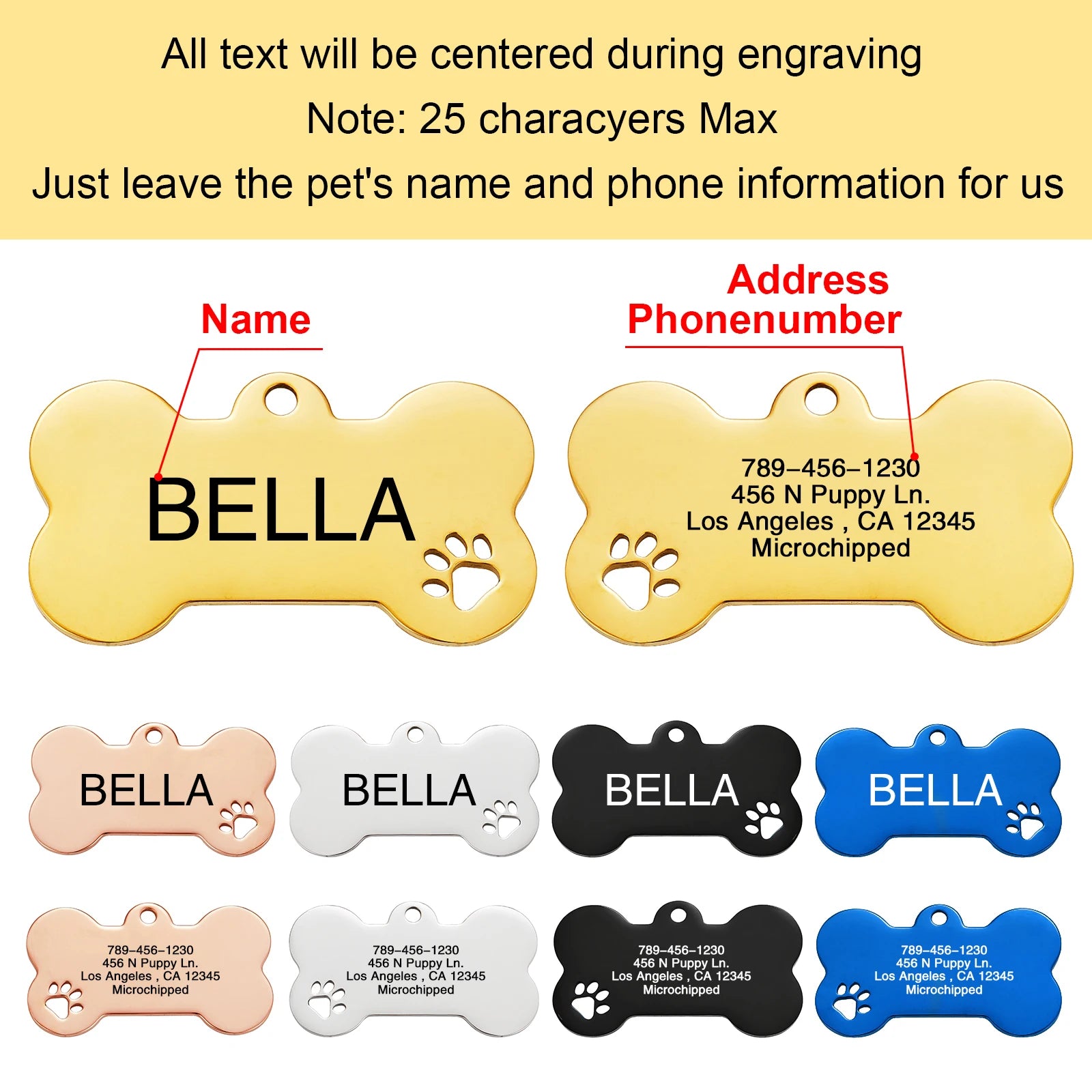 Stainless Steel Personalized Dog ID Tag