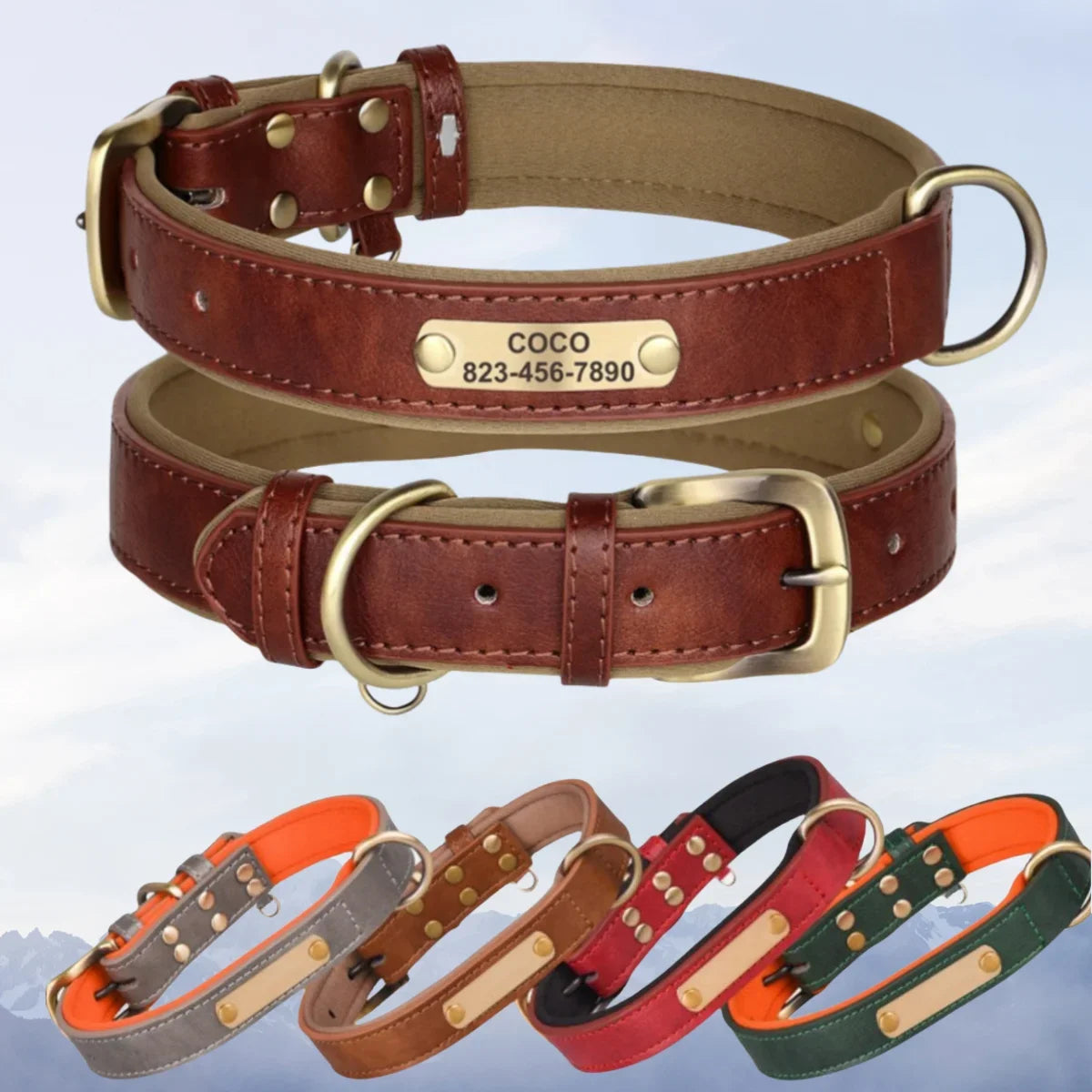 Customized Soft Padded Leather Dog Collar