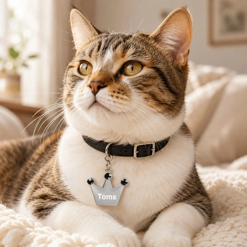 Personalized Crown Pet Collar ID Tag