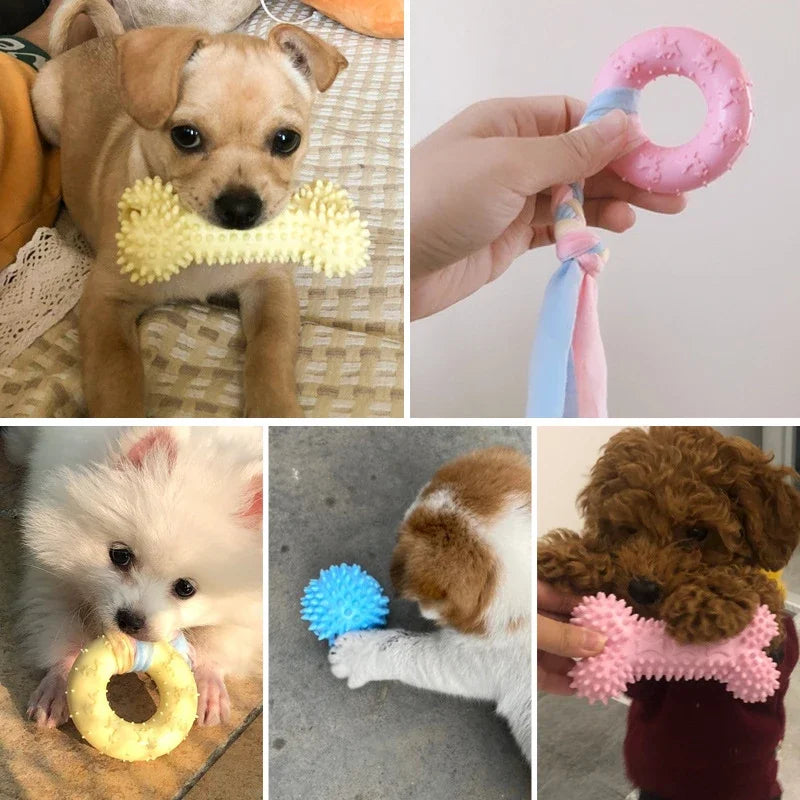 Candy Colored Rubber Knot Rope Chew Toys For Small Dogs
