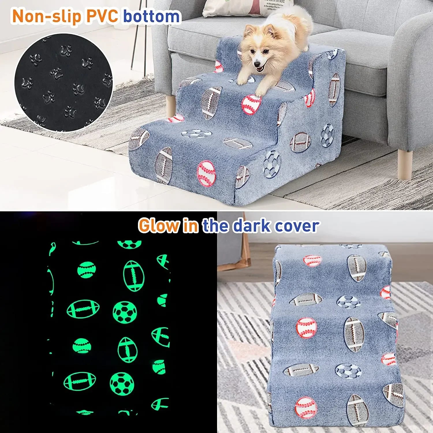 Moebypet Luminous Anti-Slip Memory Foam Pet Stairs