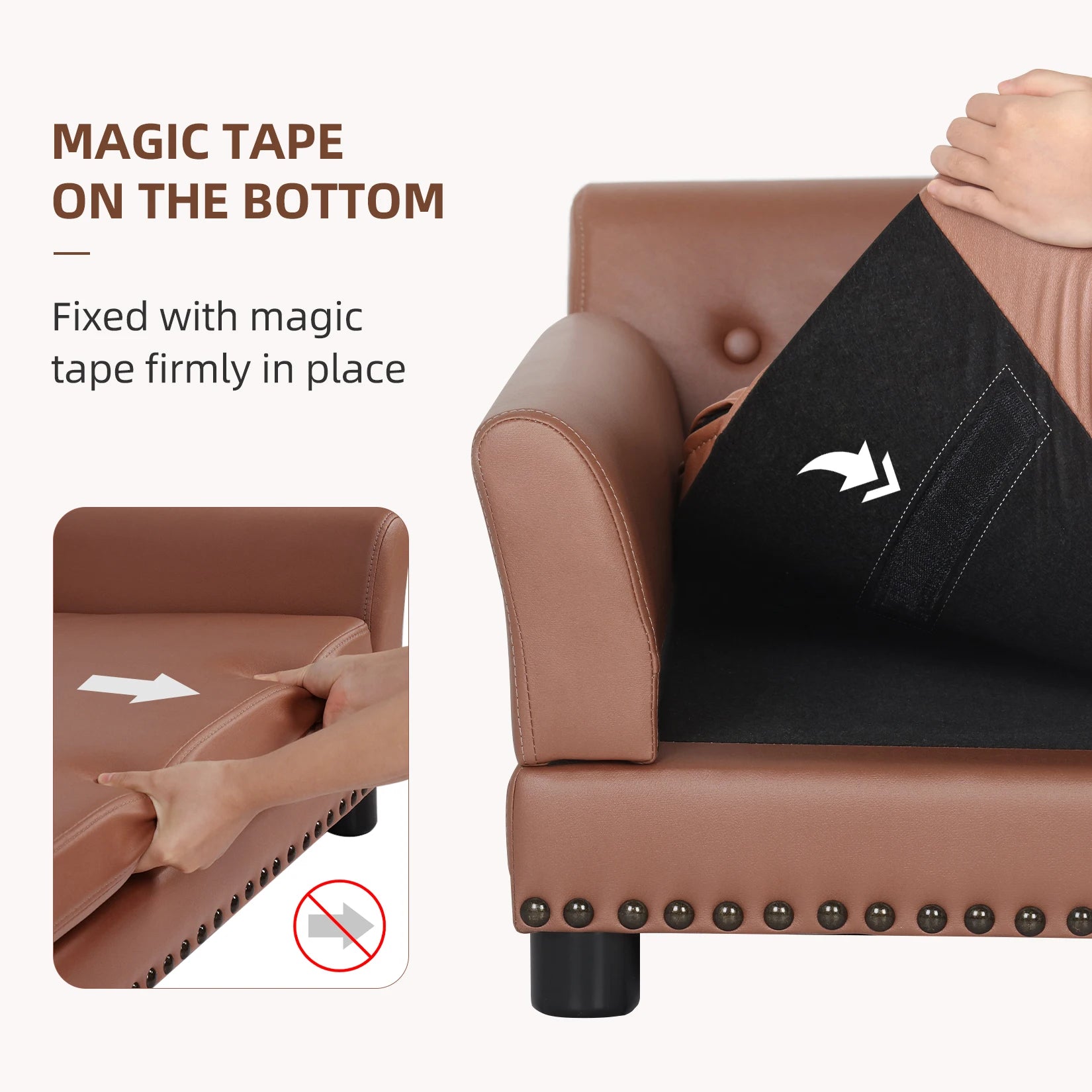 Waterproof Pet Lounge Sofa w/Removable Cushion