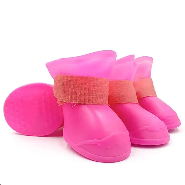 4PC Set Waterproof Anti-Slip Rubber Pet Rain Boots