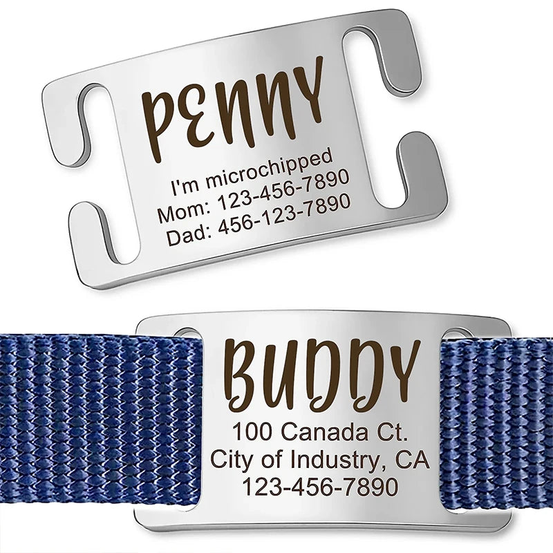 Custom Engraved Stainless Steel Pet Collar Slide-On ID Tag