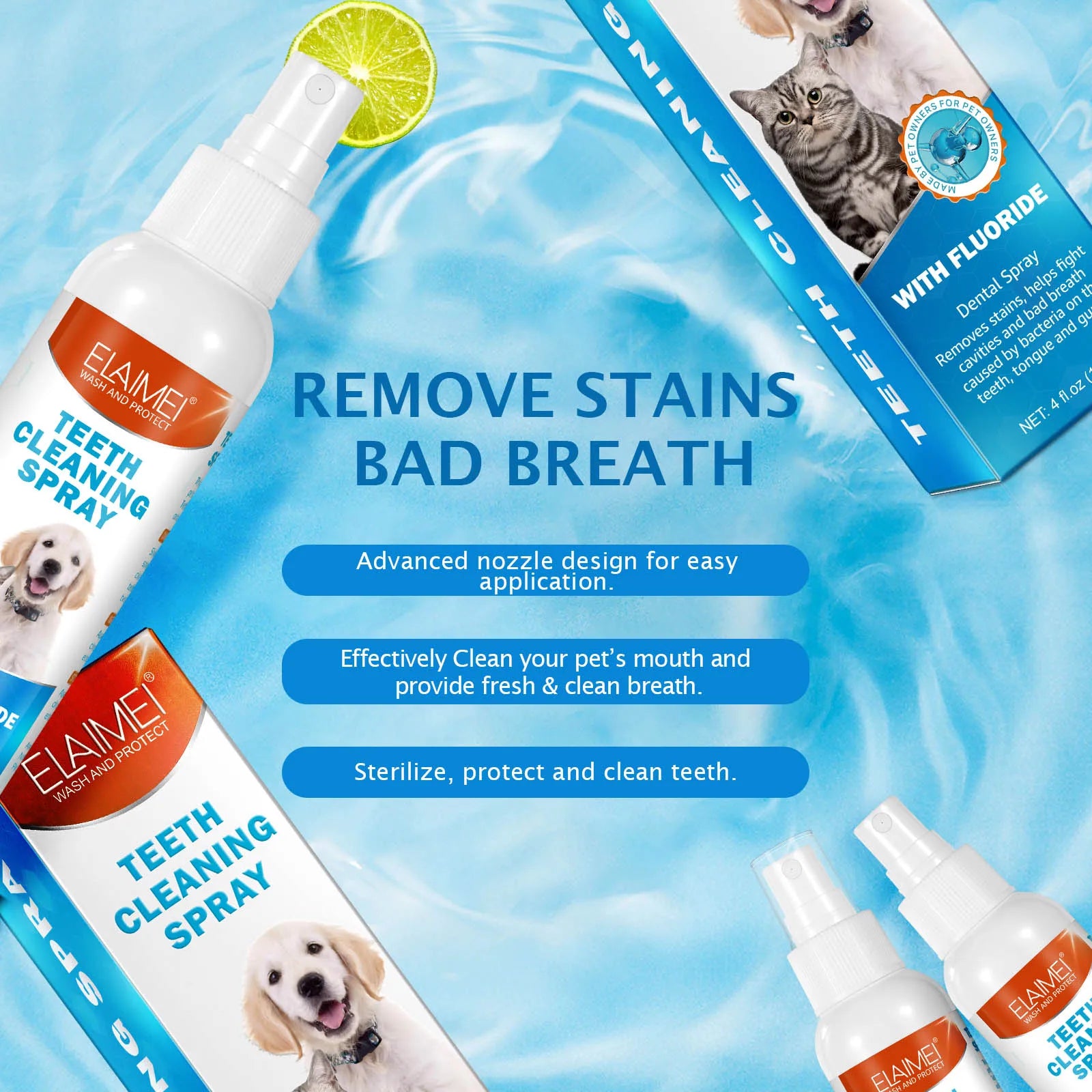 Pet Teeth Cleaning Dental Spray w/Fluoride