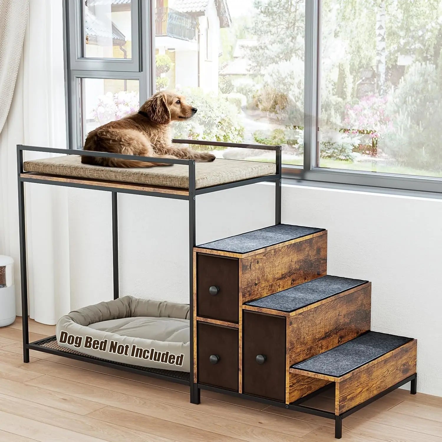 Pet Bunk Bed w/Stairs & Storage