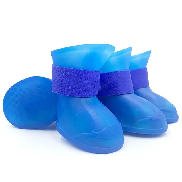 4PC Set Waterproof Anti-Slip Rubber Pet Rain Boots