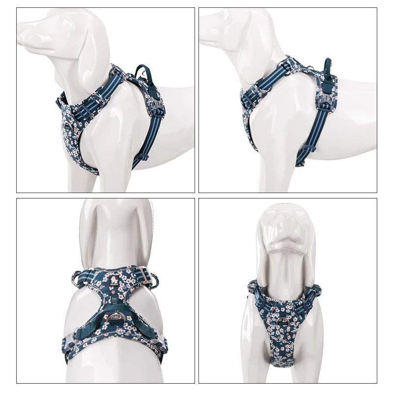 Floral No-Pull Adjustable Safety Dog Harness