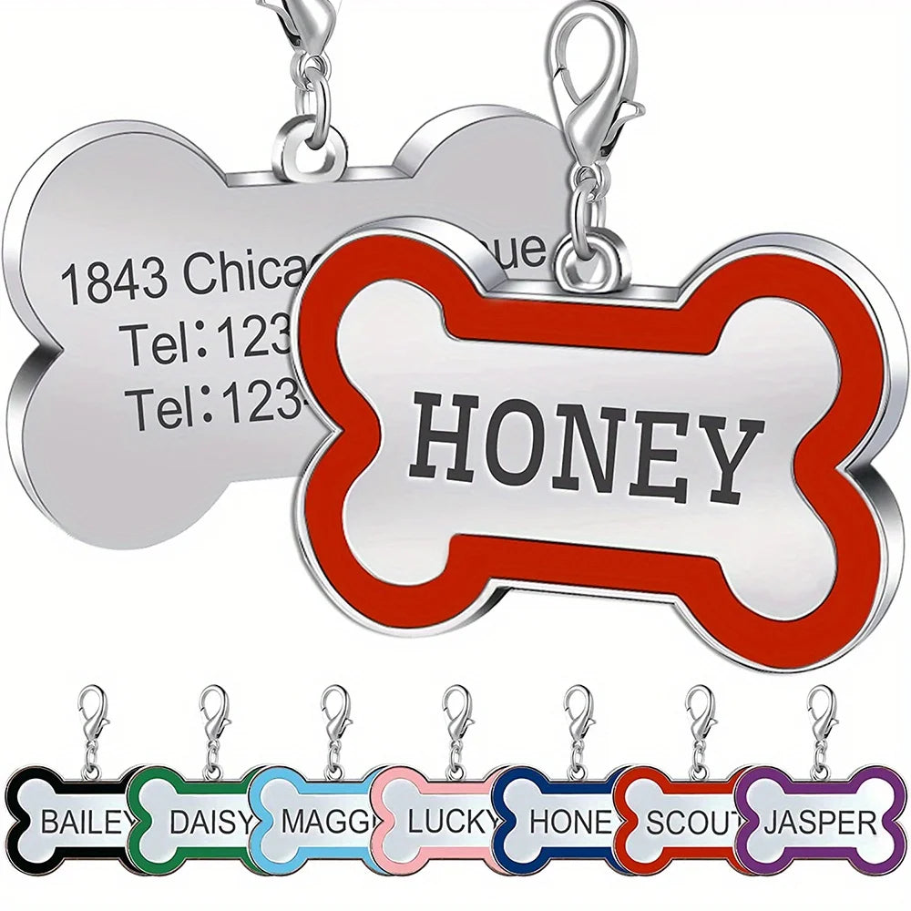 Custom Engraved Bone-Shaped Dog ID Tag