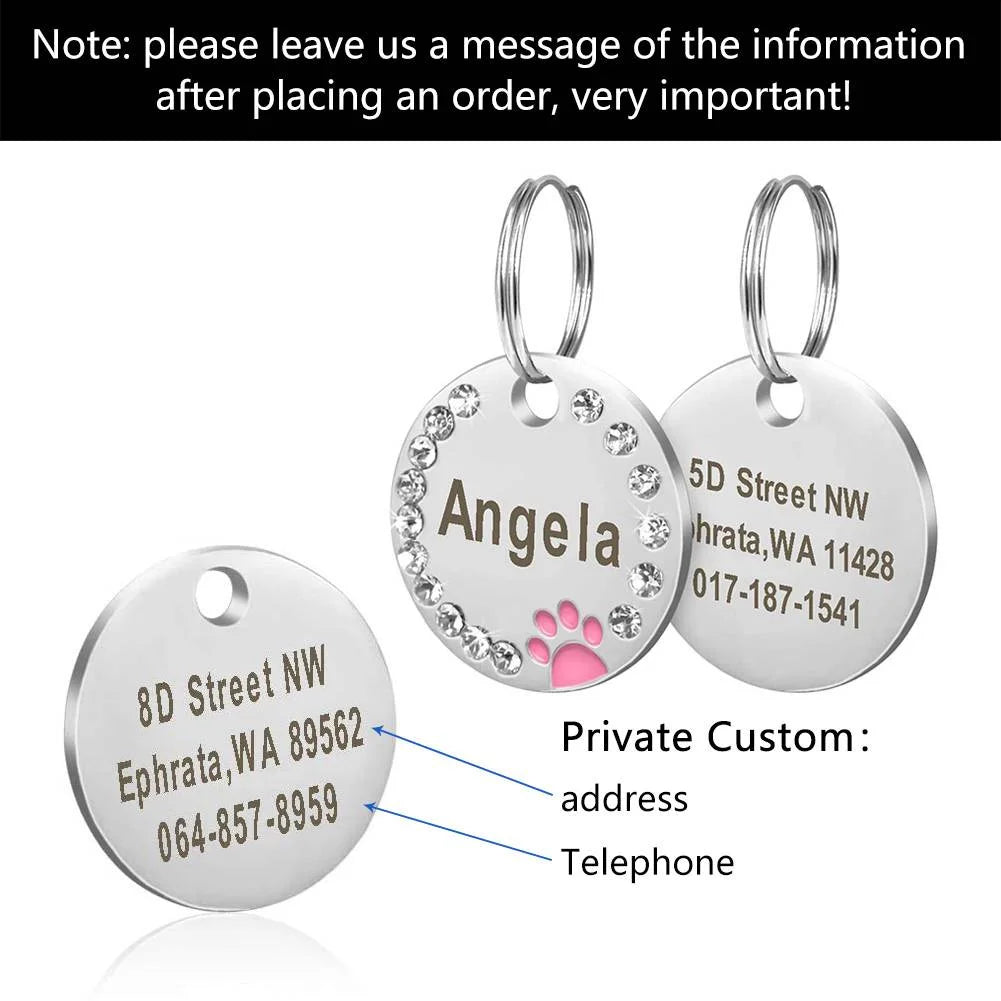 Engraved Stainless Steel Pet Pendant ID Tag