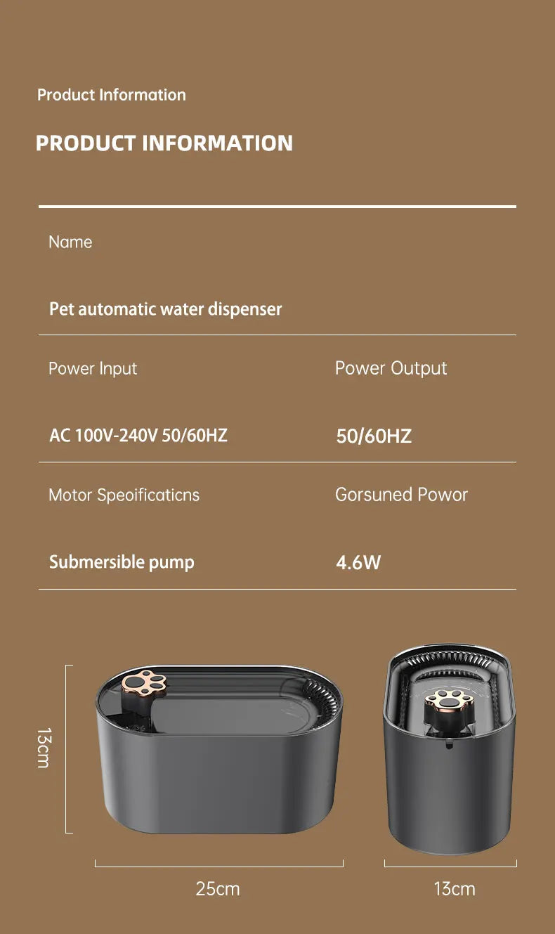 3L Automatic Recirculating Pet Water Fountain