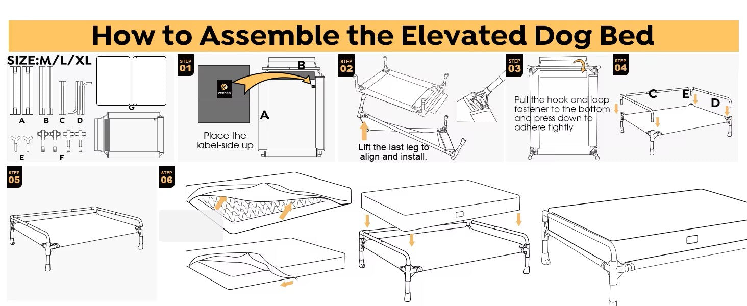 Three-Sided Guardrail Elevated Pet Bed w/Foam Cushion