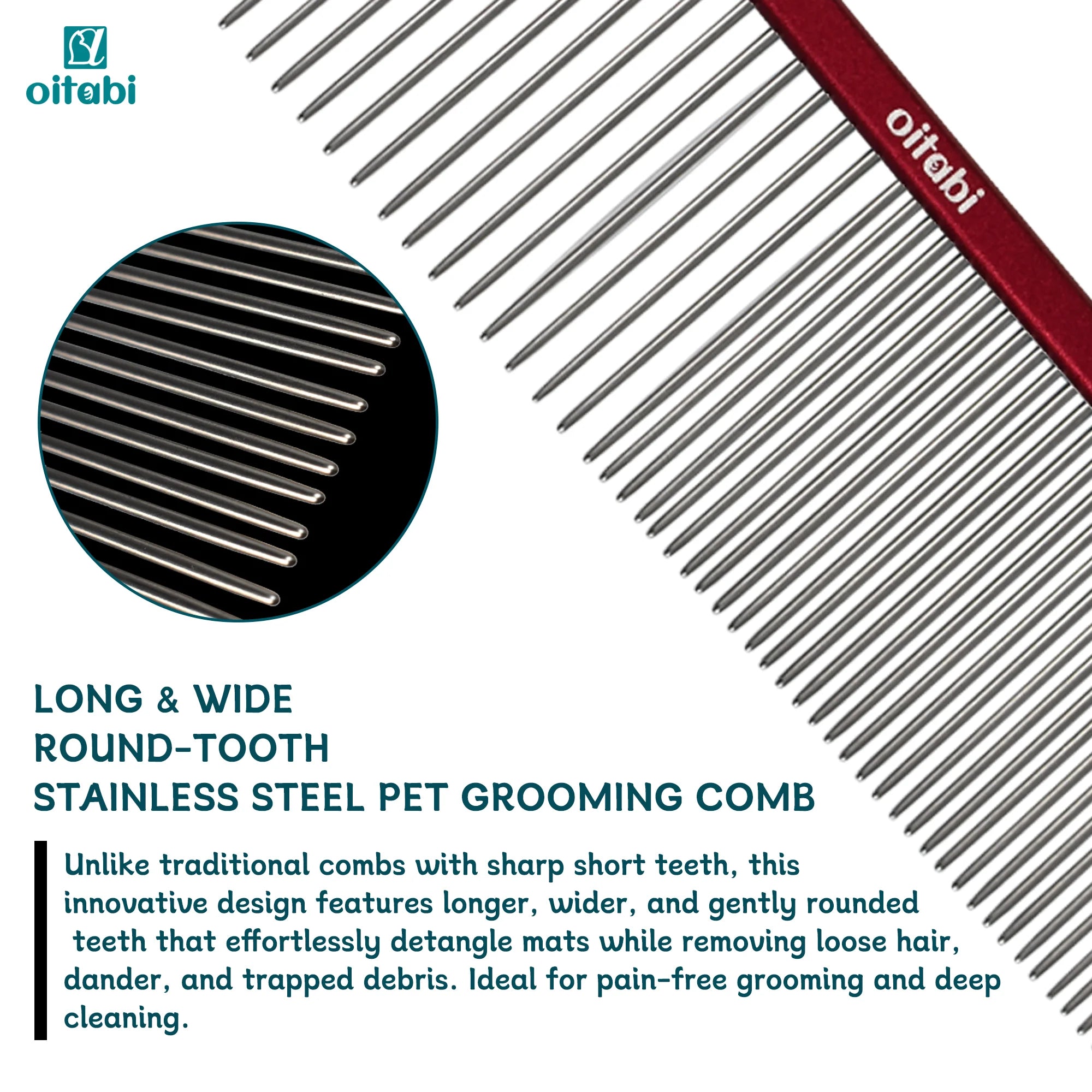 Professional Long Toothed Metal Pet Grooming Comb