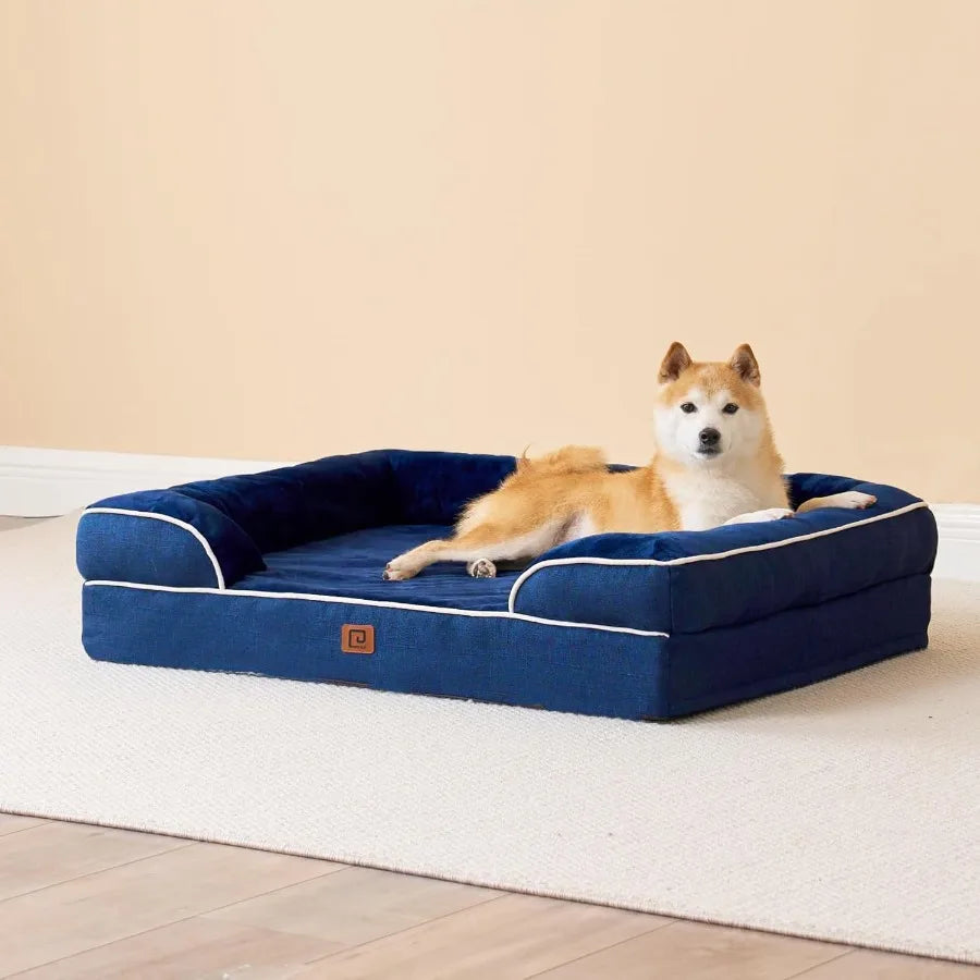 Orthopedic Non-Slip Pet Bed w/Waterproof Memory Foam & Supportive Sides